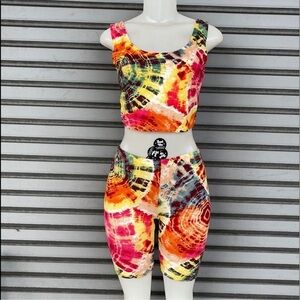Absolutely 2 Piece Artistic Tie Dye Shorts Set Size M